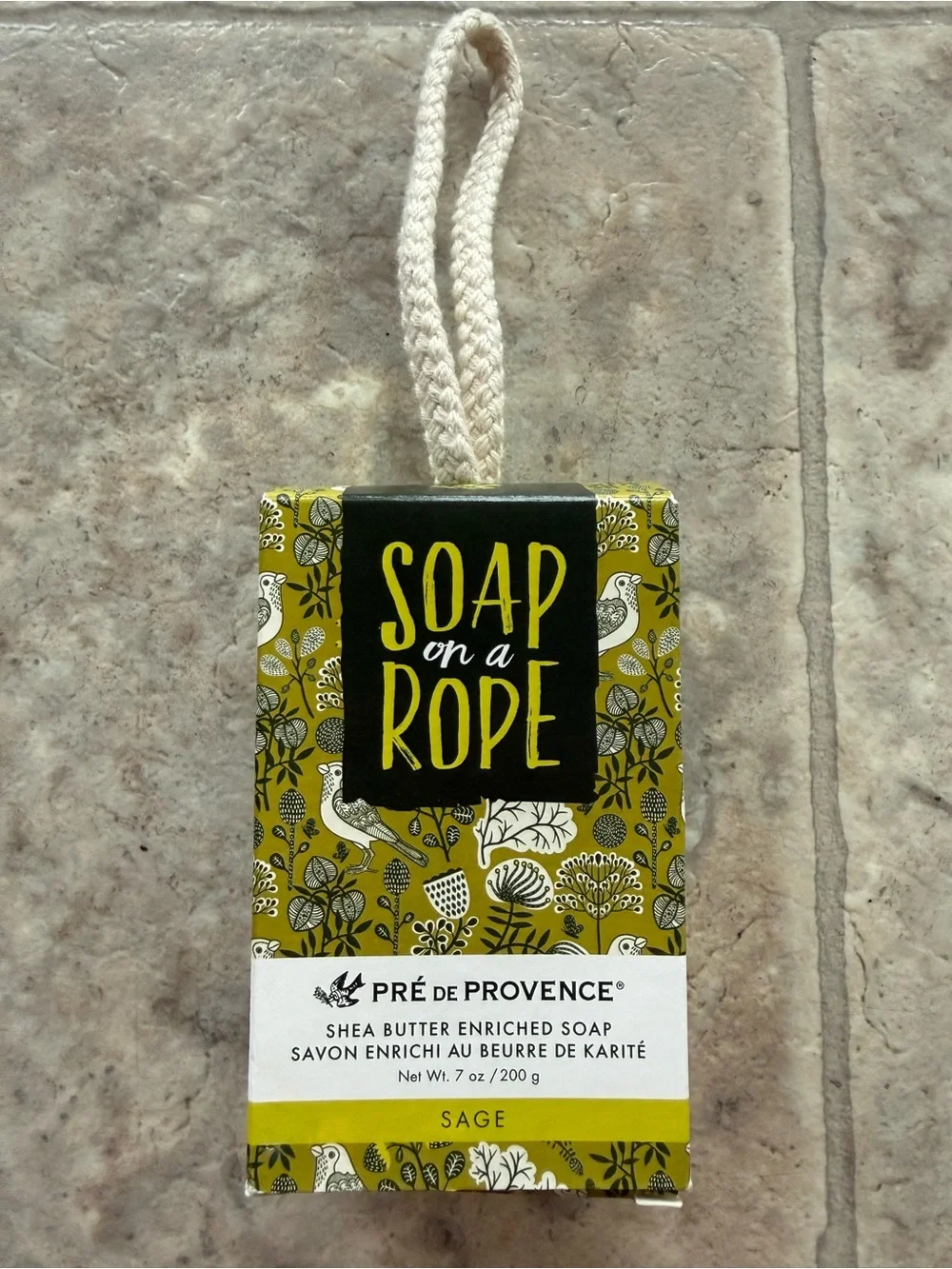 Pre de Provence Sage Soap on a Rope Shea Butter Enriched French Bar 200g 7oz NEW